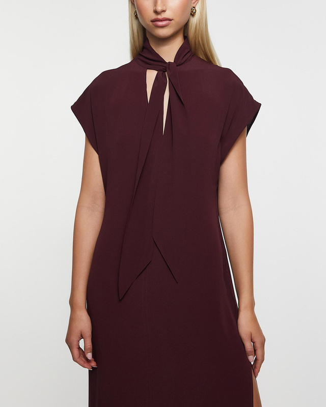 Filippa K Dress Long Tie-Neck Burgundy 36