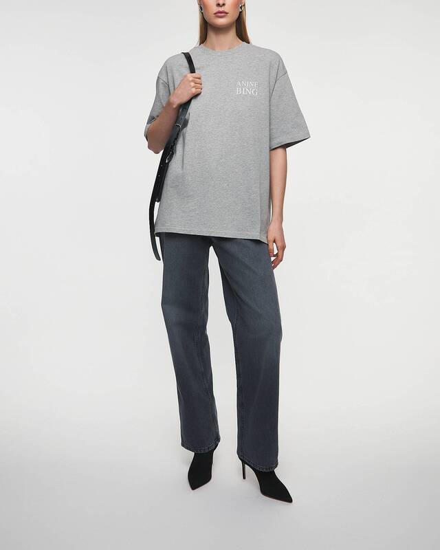 ANINE BING T-Shirt Myers Serif NY Grey melange L