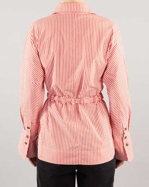 Stripe Cotton Belt Shirt Orange 2