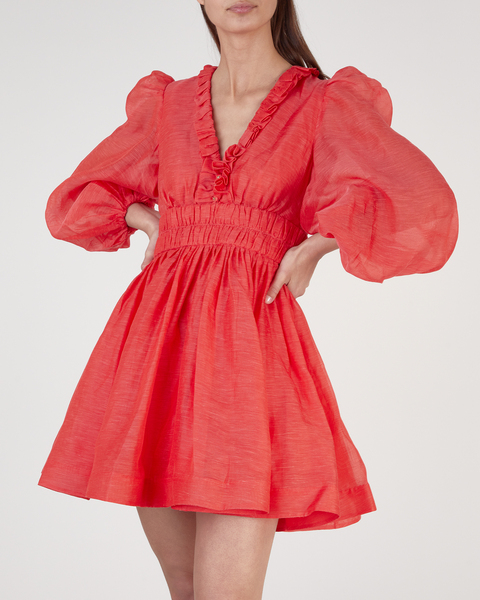 Dress Prima frill v neck mini Red 1