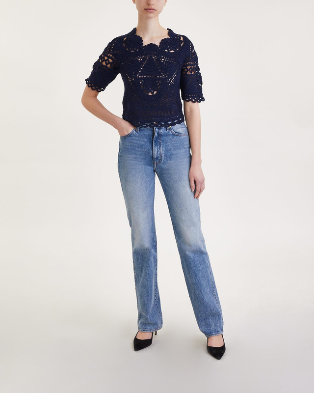 Sea New York Hand croched top  Navy M