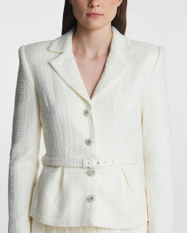 Self-Portrait Dress Boucle Mini Jacket Creme UK 14 (EUR 42)