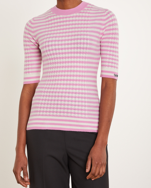 Top Striped Cashmere Mix Pink 1