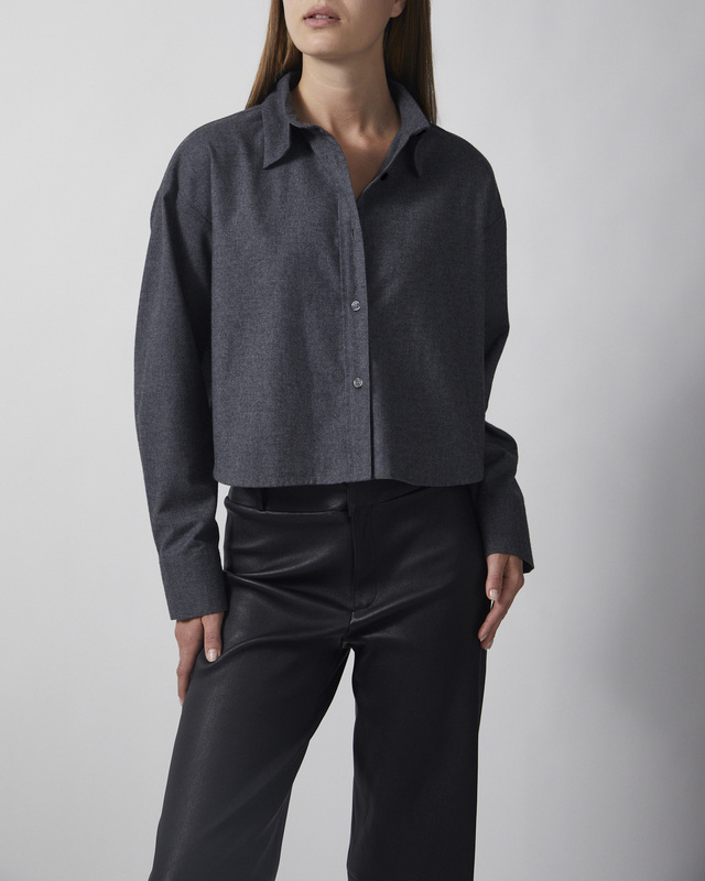 Wakakuu Icons Skjorte Cropped Brushed Cotton Grey L
