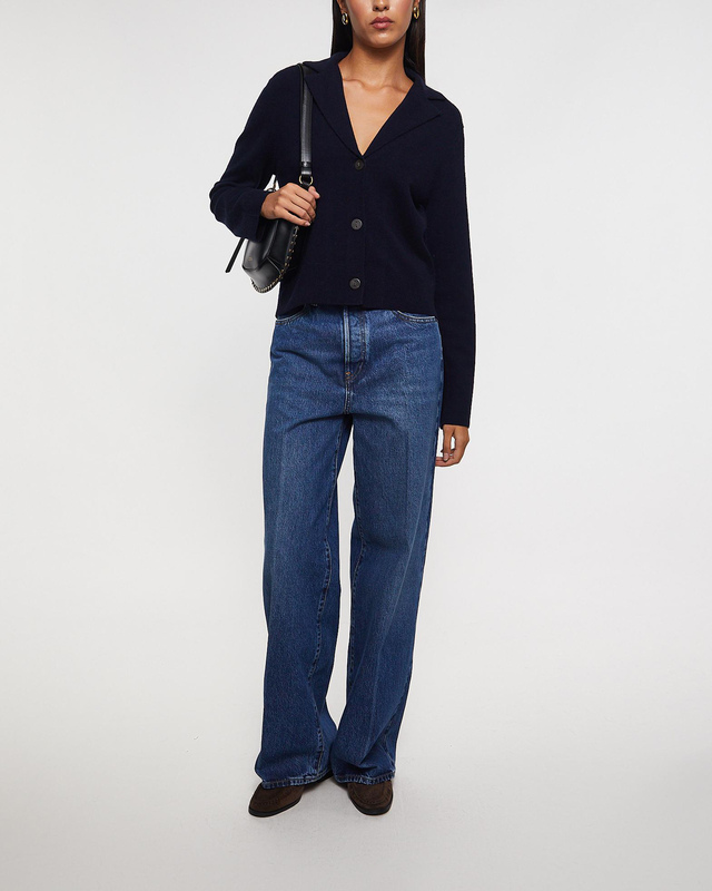 Vince Cardigan Lapel Button Blue S