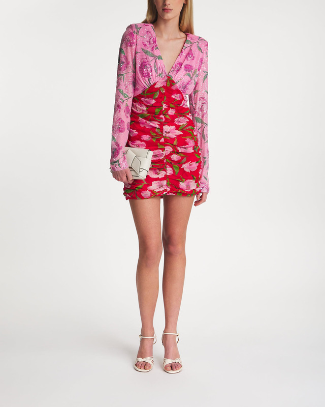 ROTATE Birger Christensen Dress Printed Mini LS  Rosa/röd 36