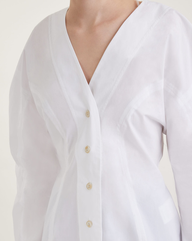 Dagmar Blouse Poplin Fitted Vit 42