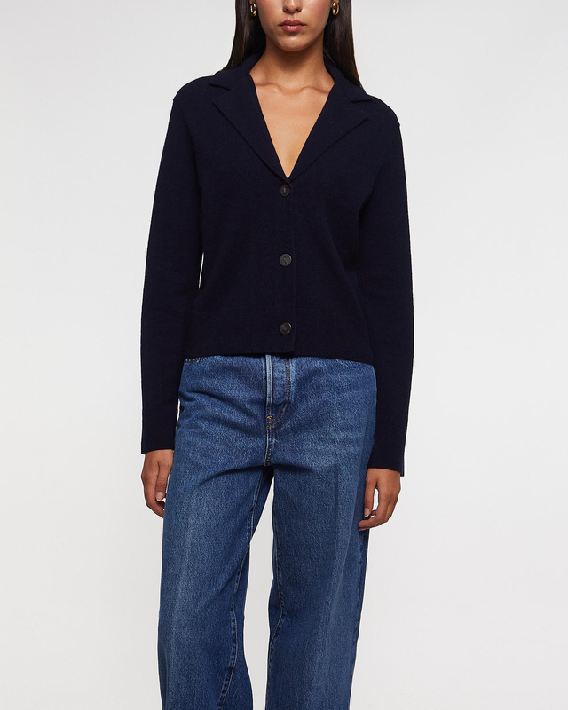 Vince Cardigan Lapel Button Blue S