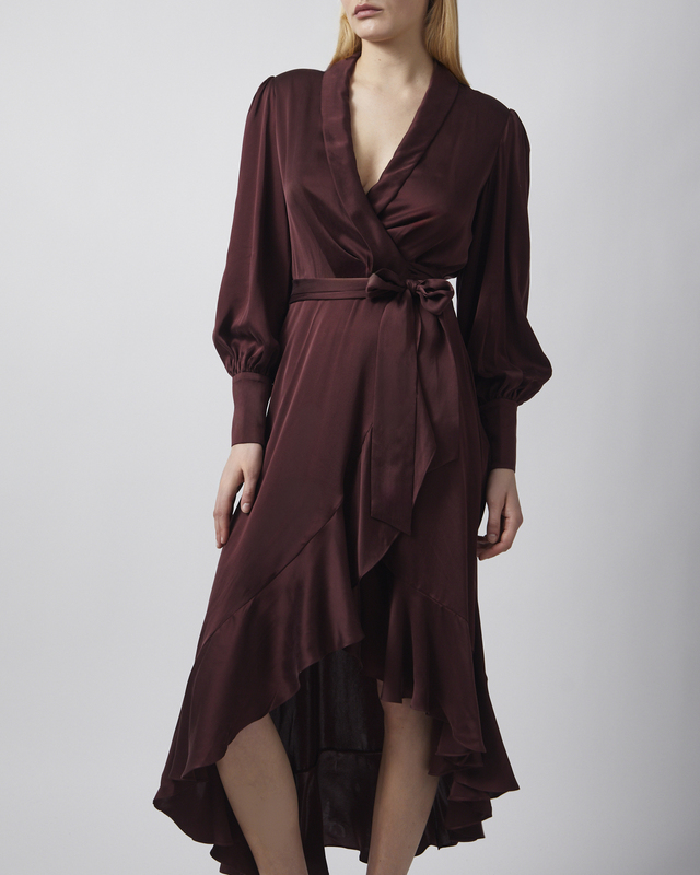 Zimmermann Dress Silk Wrap Midi  Mahogny  1 (S-M)