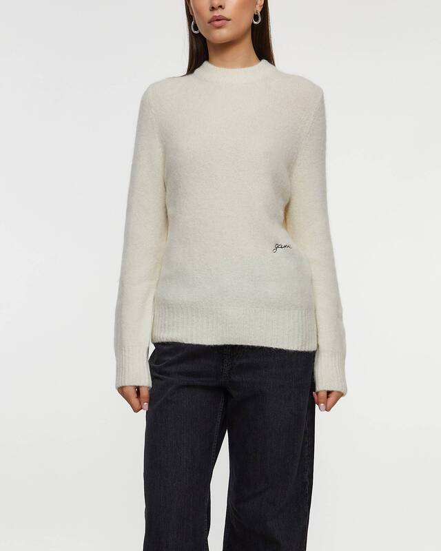 GANNI Tröja Brushed Alpaca O-Neck Egret L