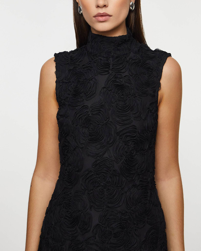 ROTATE Birger Christensen Klänning Flower Mesh Maxi  Svart 40