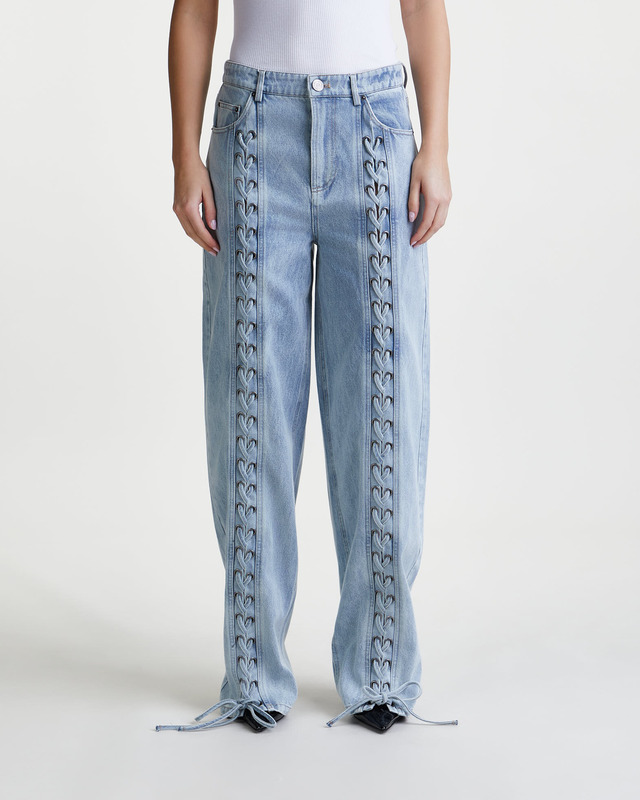 ROTATE Birger Christensen Jeans Denim Laced Leg Pants Ljusblå 26