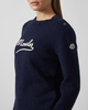 Moncler Sweater Embroidered Logo Cotton Blend  Navy L
