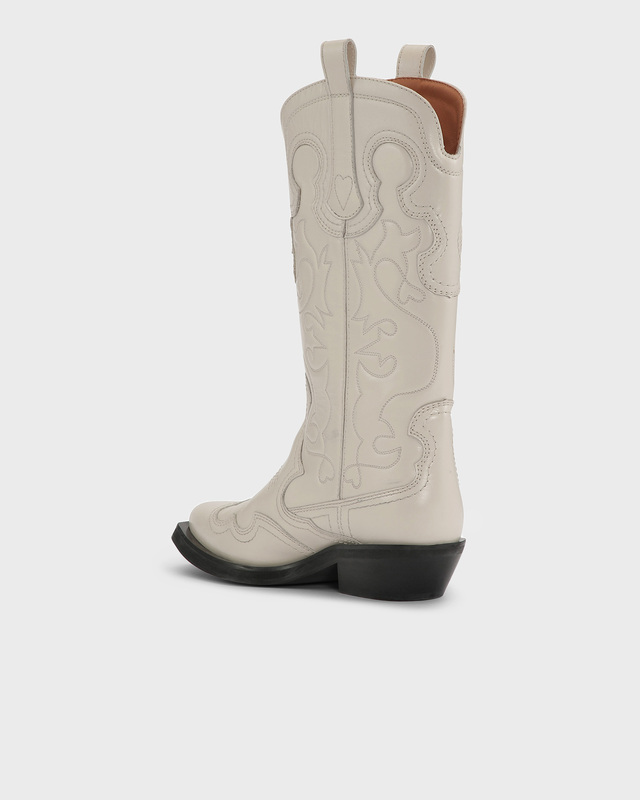 GANNI Boots Mid Shaft Embroidered Western Egret EUR 39