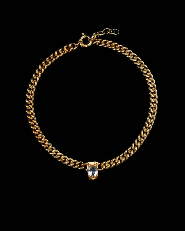 Maria Nilsdotter Chunky chain Jaw stone Necklace  Gold ONESIZE