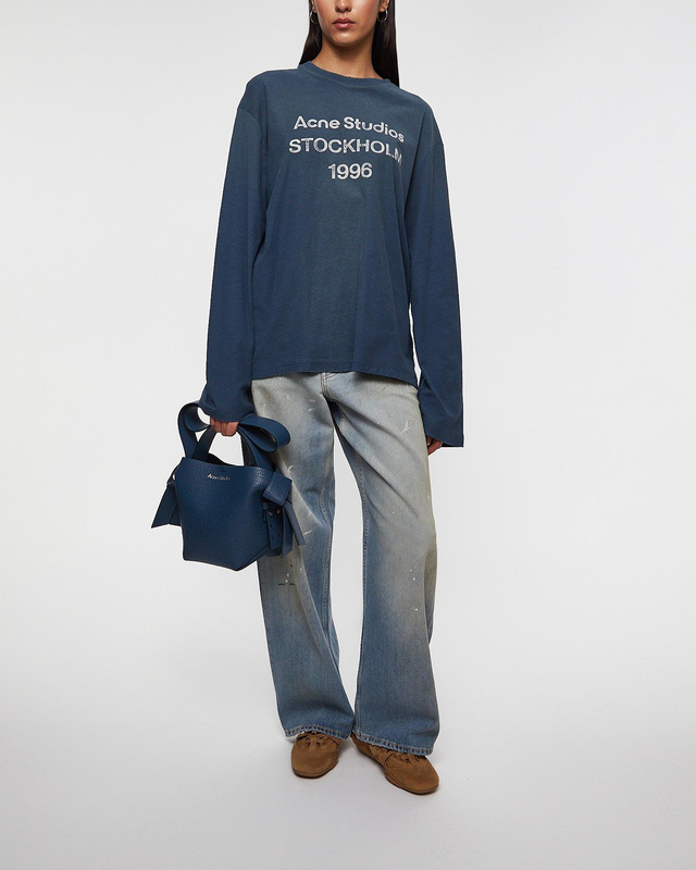 Acne Studios T-Shirt Long Sleeve Logo Relaxed Fit Blue S