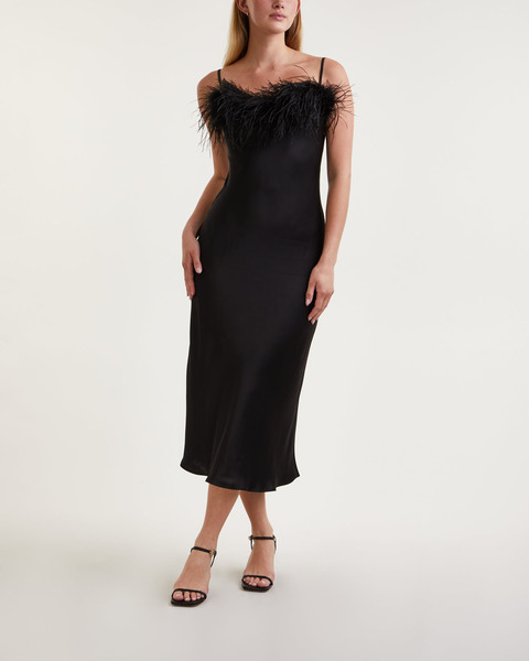 Klänning Boheme Slip Dress Feathers  Svart 1