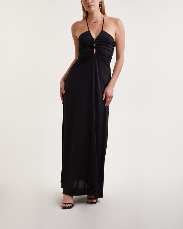 GANNI Klänning Shiny Crepe Jersey Long  Svart 34