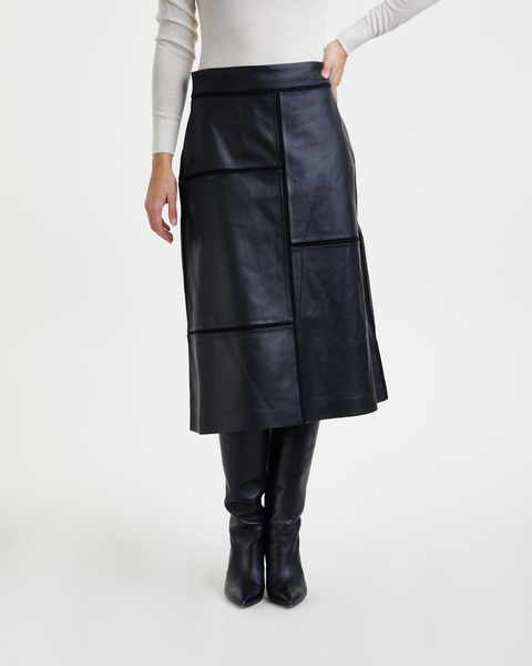 Skirt Beatrisse Leather Midi  Svart 1