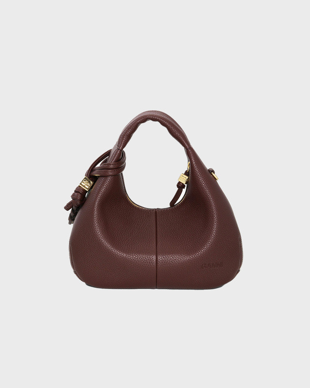 Ganni Bag Hobo Mini Grained Brun ONESIZE