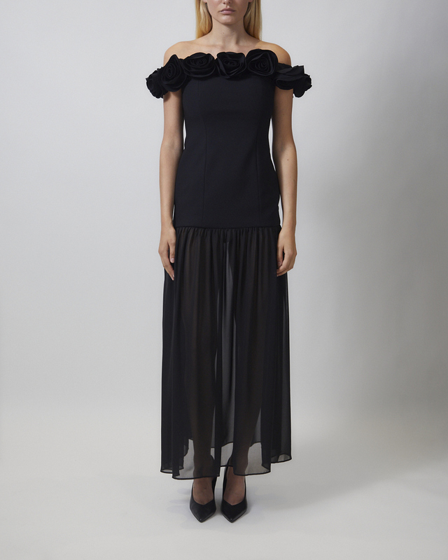ROTATE  Klänning Crepe Maxi Flower Black 36