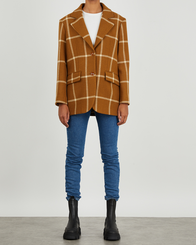 camel check blazer