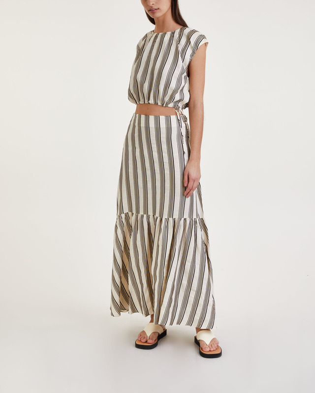 Dagmar Top Cropped Striped  Vit/svart 36