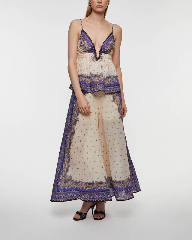 Zimmermann Byxor Maxine Wide Leg Cropped Lila 0 (XS-S)