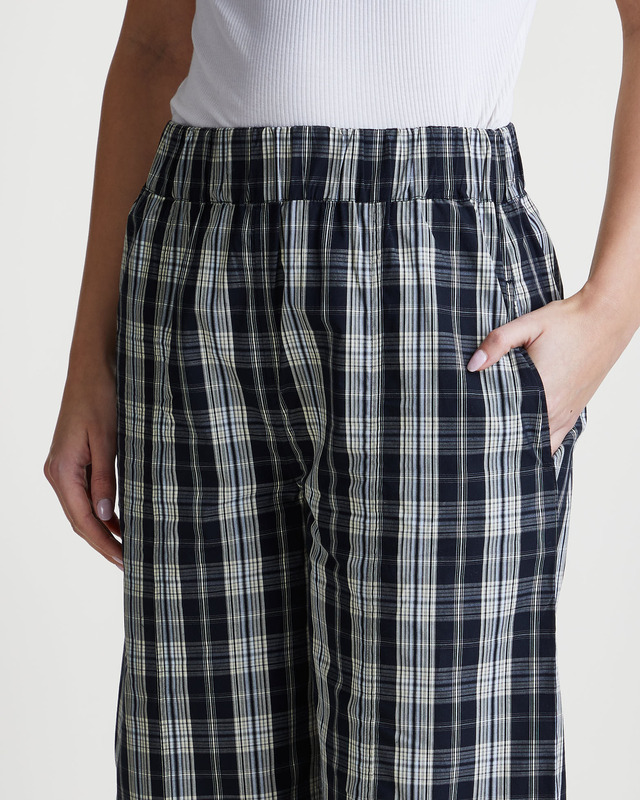 GANNI Byxor Check Cotton Curve Svart 42