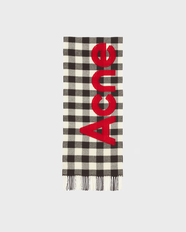 Acne Studios Scarf Logo Check Grey ONESIZE