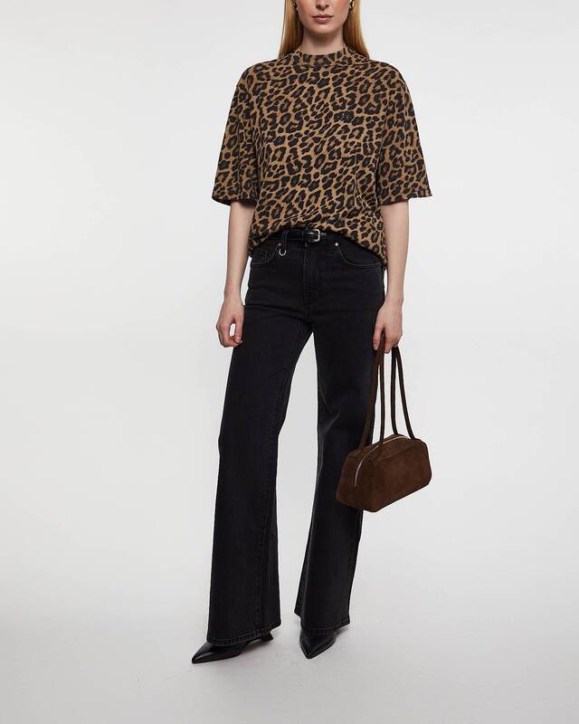 ANINE BING T-Shirt Avi Black and Brown Leopard Leopard M