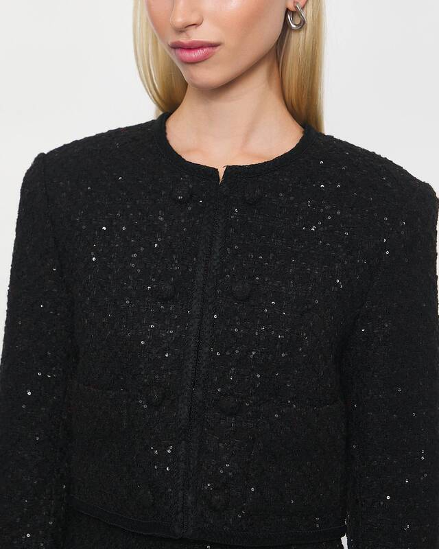 ROTATE Birger Christensen Jacka Boucle Crop Svart 40