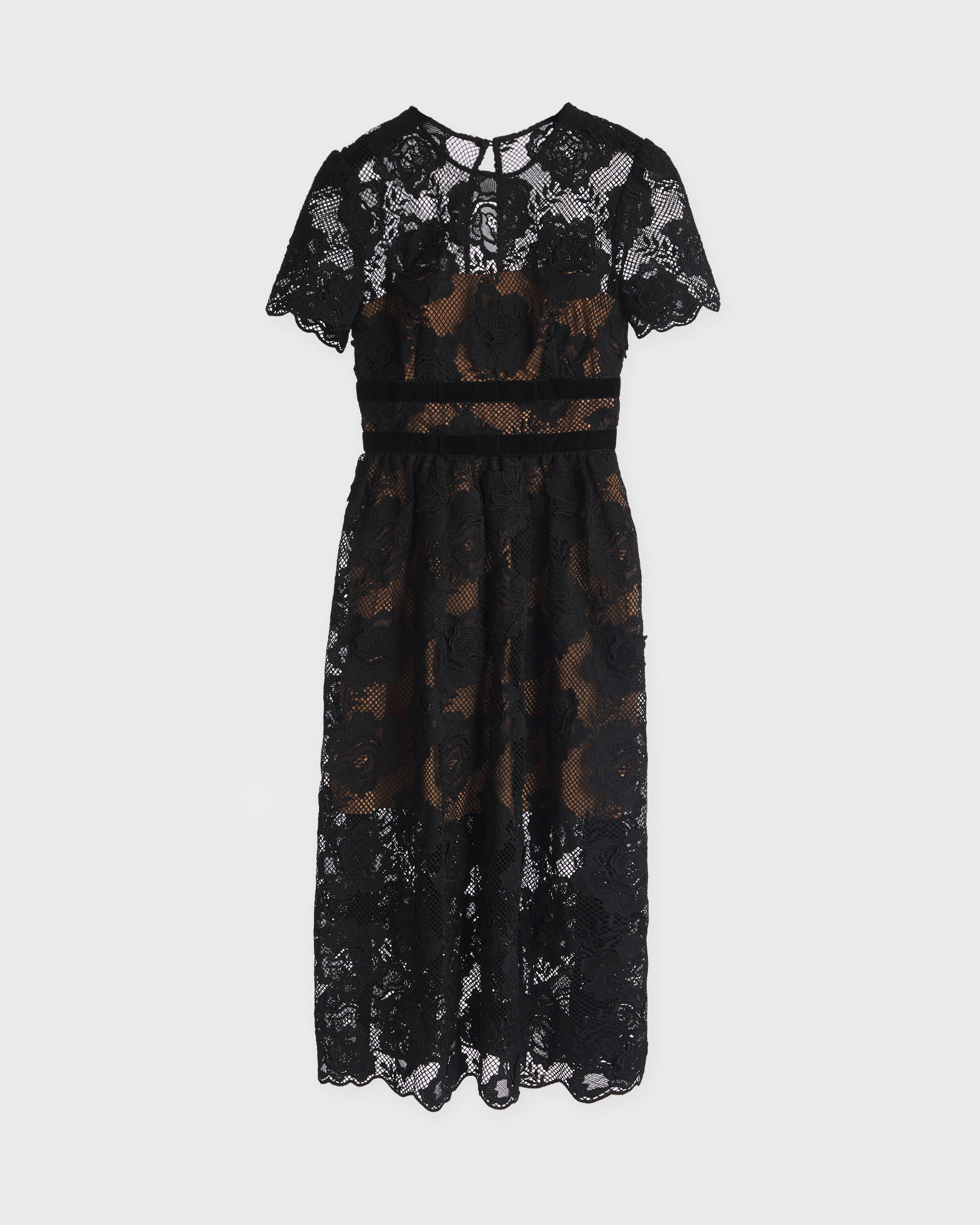 Self-portrait Klänning Black Lace Velvet Bow Svart