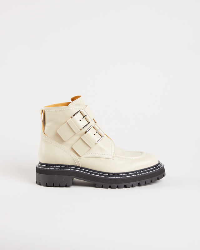 Proenza Schouler Lug Sole Buckle Boots Natural EUR 41