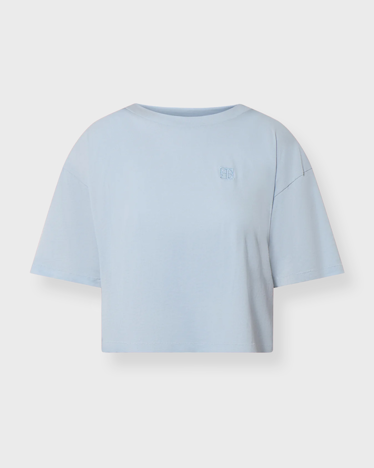 Anine Bing Women's Light Blue Johnny Cropped Tee Monogram Ljusblå X-Sm Xs