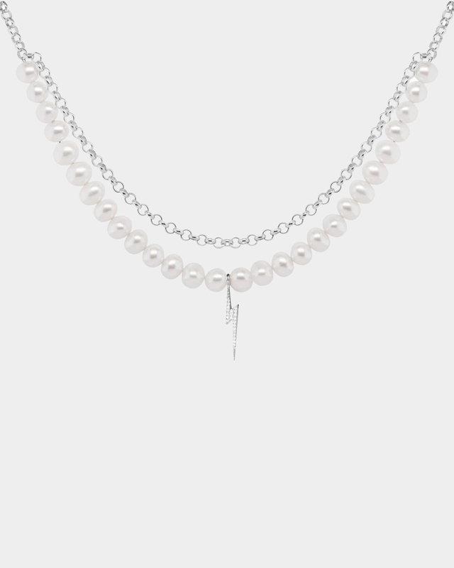 CBYC Bolt Necklace Silver/vit ONESIZE