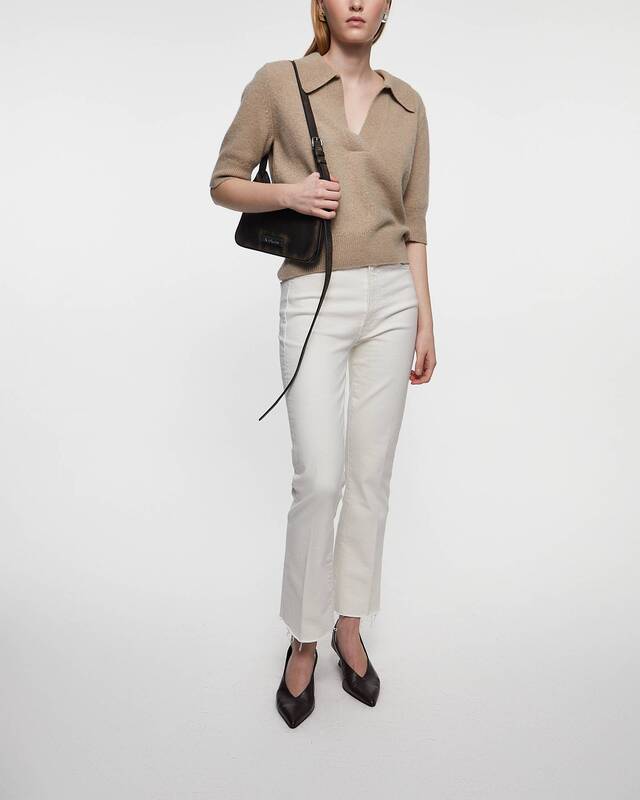 Mother Denim Jeans The Hustler Ankle Fray Creme Creme 24