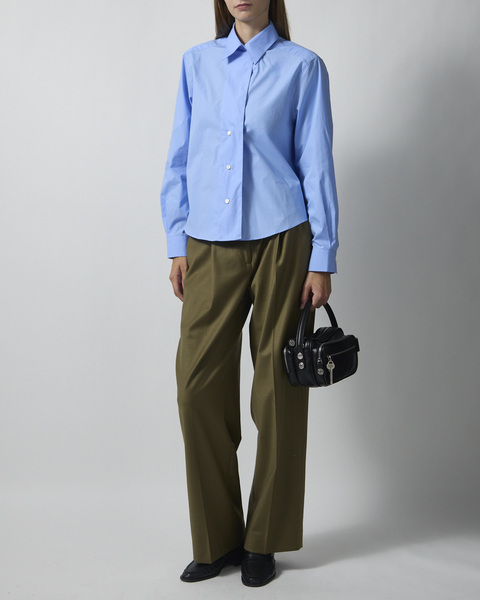 Skjorte Cropped Asymmetric Collar Mid Blue 2