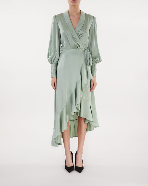 Dress Silk Wrap Midi Green 1