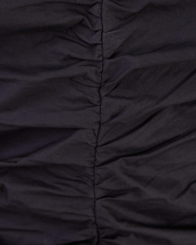 Ganni Blouse Cotton Poplin V-neck Gathered Black 44