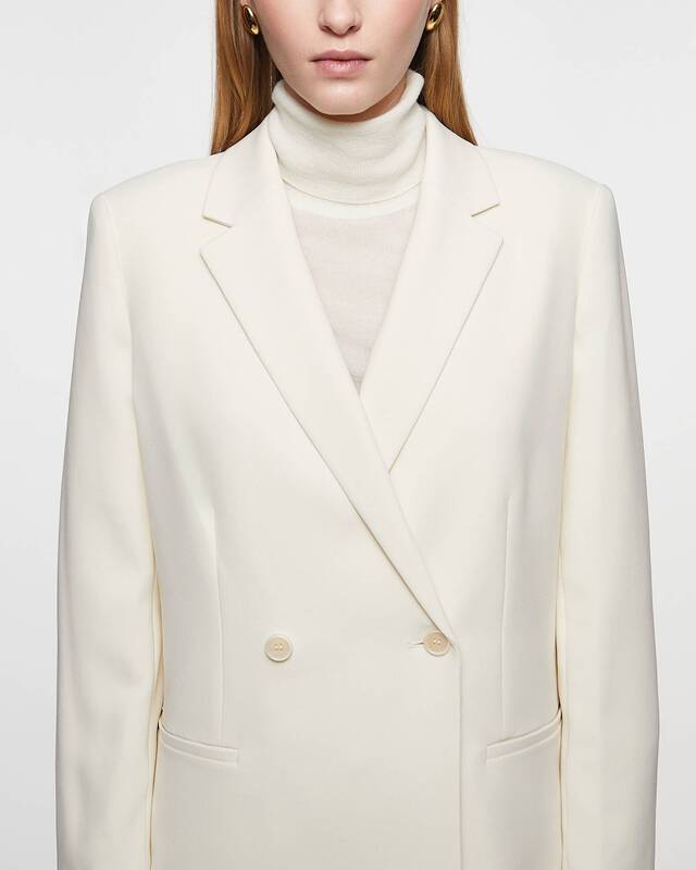 Theory Kavaj Relaxed Double-Breasted Crepe Beige US 8 (EUR 40)