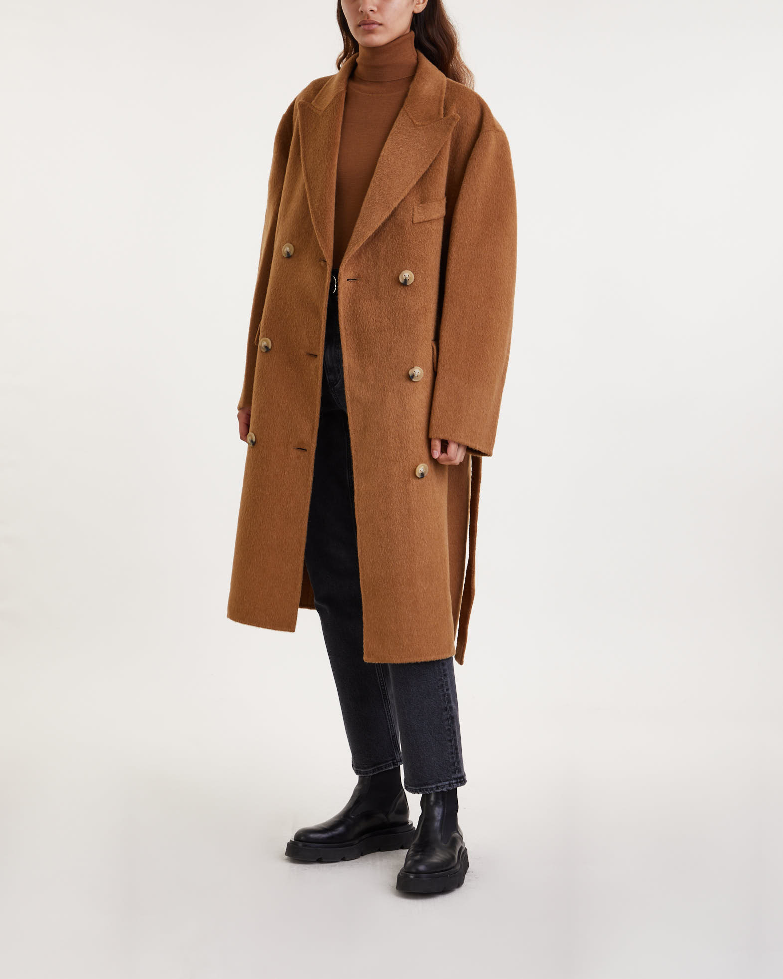 Acne Studios Coat Double Breasted Belted | WAKAKUU