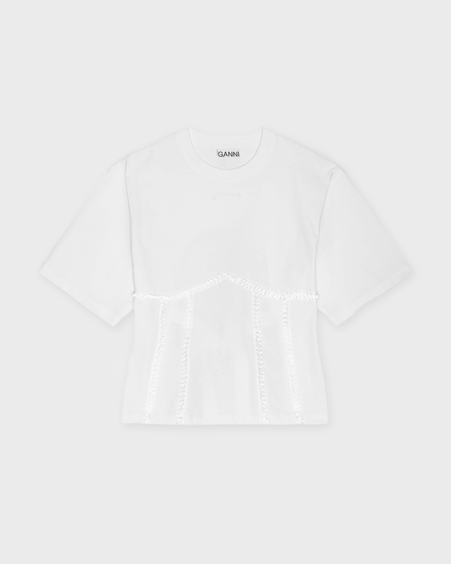 GANNI T-Shirt Heavy Cotton Tie Back Waisted Vit XS