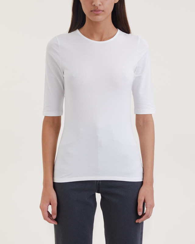 Filippa K T-Shirt Cotton Stretch Elbow Sleeve Vit L