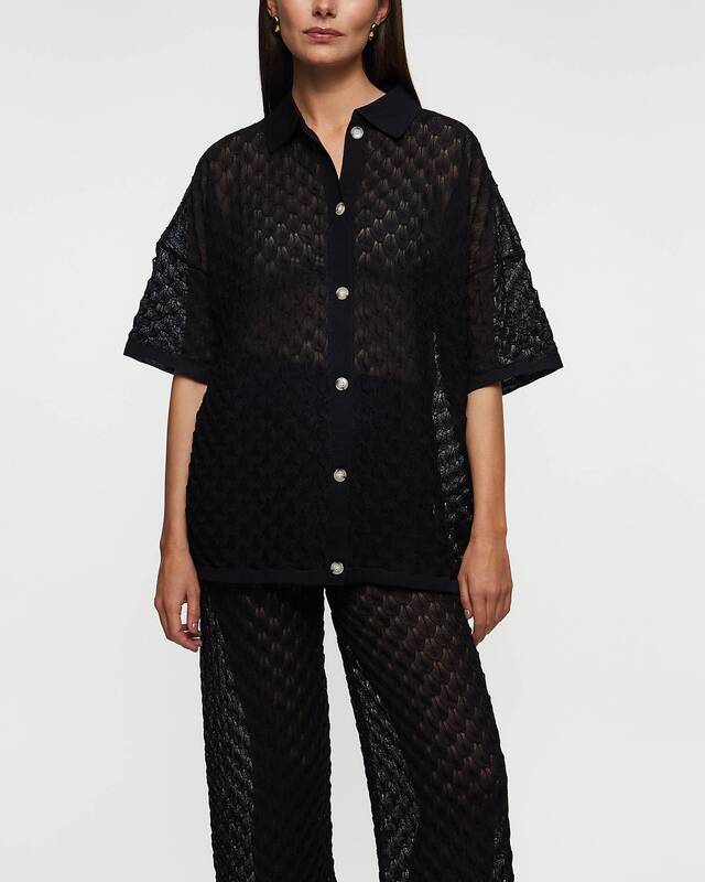 Malina Skjorta Moa Knitted  Svart XL