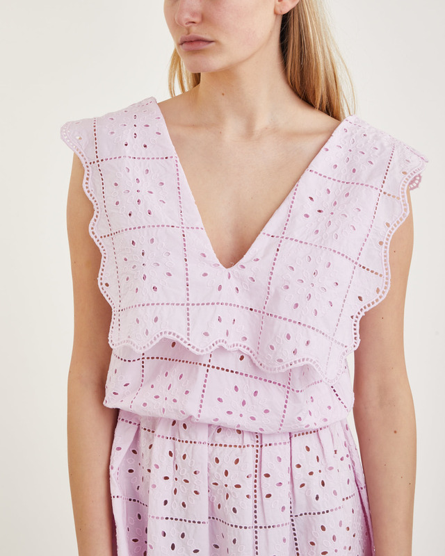 Ganni Top Broderie Anglaise Rhythm Collar Rosa 38
