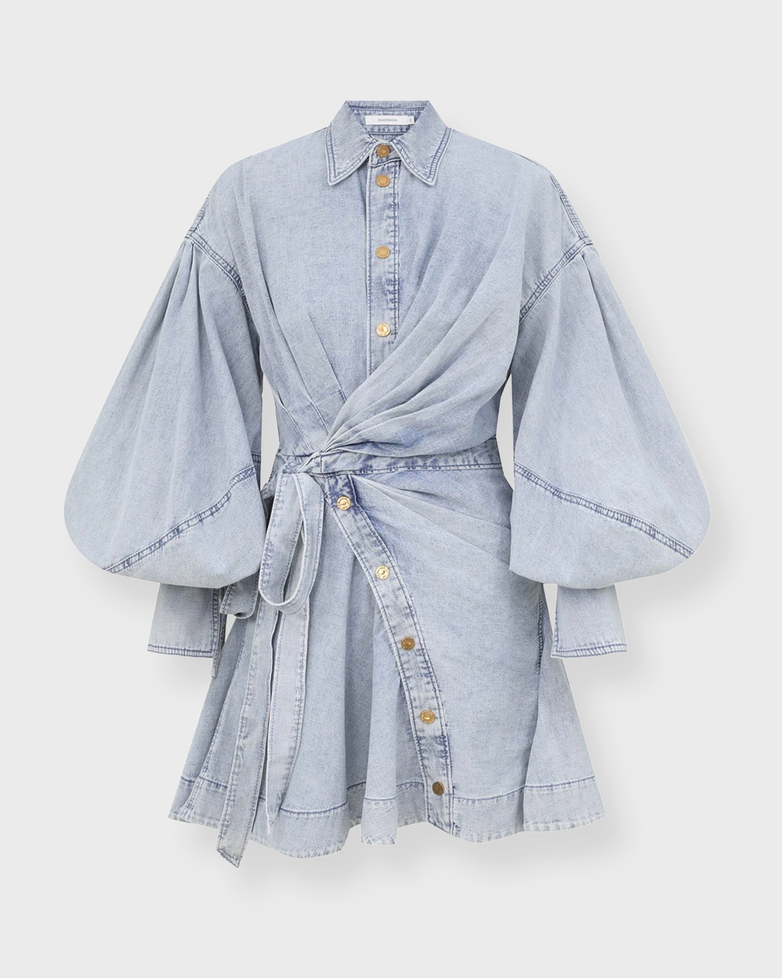 Zimmermann Women's Light Blue Rebellion Denim Wrap Mini L 1 (S-M)
