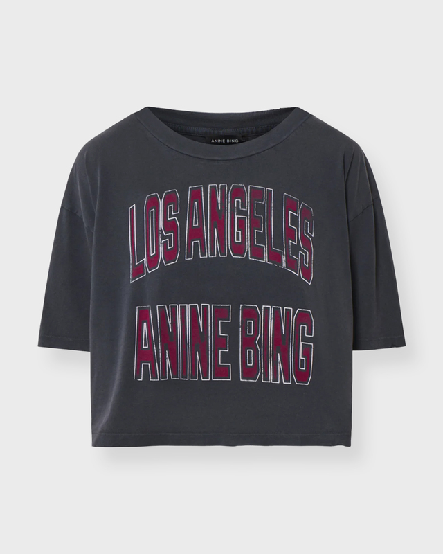 Anine Bing T-shirt Johnny Cropped  Washed black XS