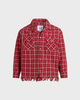Found Skjorte Camp Raw Cut Fringe Plaid Red L
