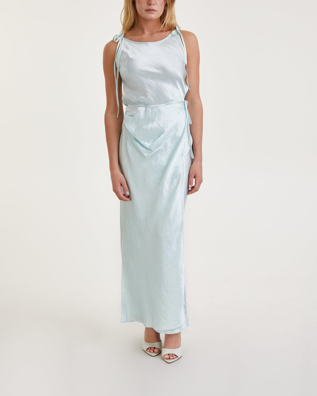 Acne Studios Klänning Wrap Satin Mintgrön 38